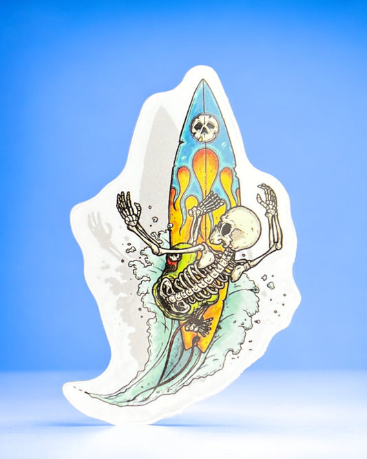 Skeleton Surfer Sticker