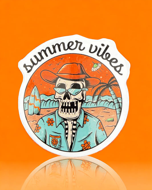 Summer Vibes Skeleton Sticker